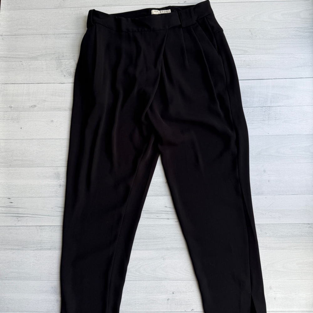 Halston Heritage Black Crepe Crossover Cropped Trouser 2